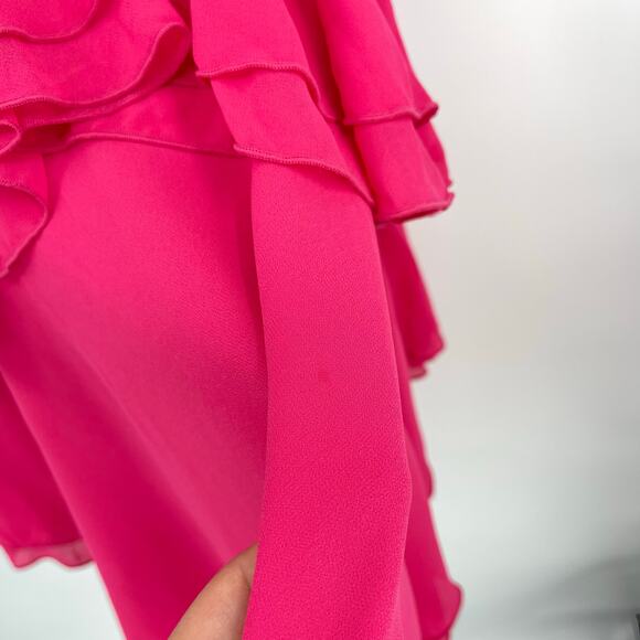 NBD | NWT Sarita Gown in Lipstick Pink Strapless Ruffle Midi Dress S - Picture 11 of 16